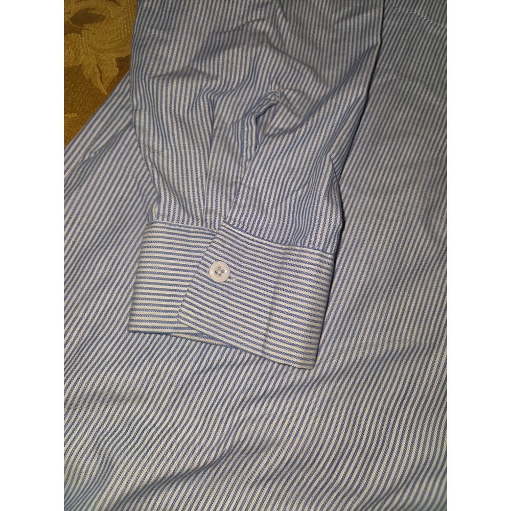 Red Kap Mens XL Long Sleeve Striped Work Shirt Blue White Button Down SL10WB - Picture 5 of 10